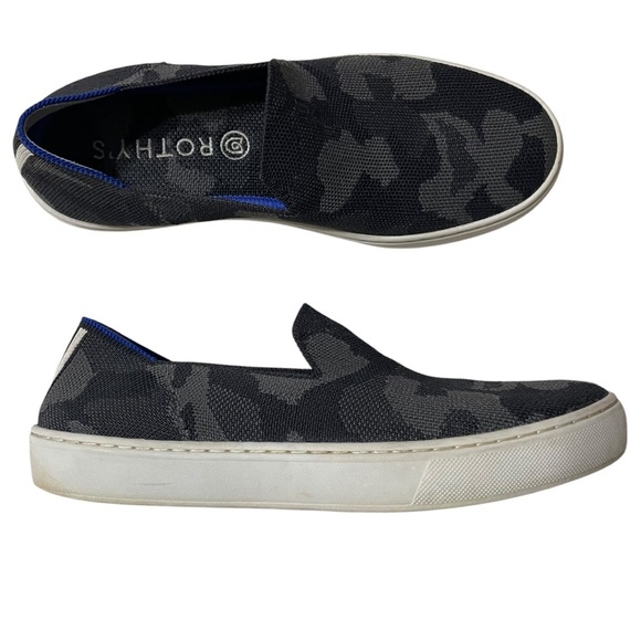 Rothy’s The Original Slip On Sneaker Black Grey Camo Size 7 Comfort Shoes - Picture 10 of 10